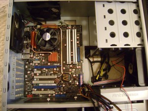 Motherboard fitted into case